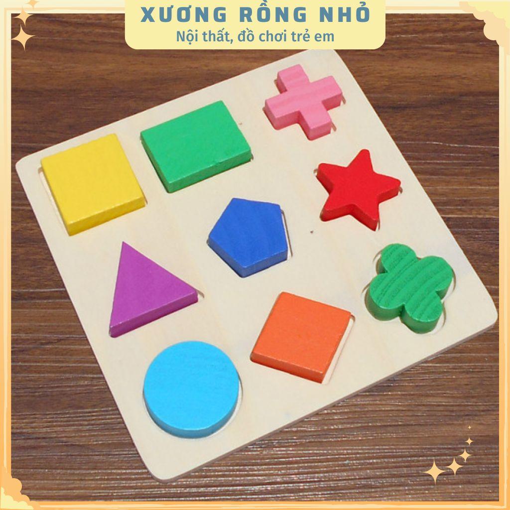 Đồ chơi xếp hình bằng gỗ, combo 3 bảng ghép hình học, Giáo cụ montessori gỗ - Đồ chơi trí tuệ an toàn cho bé