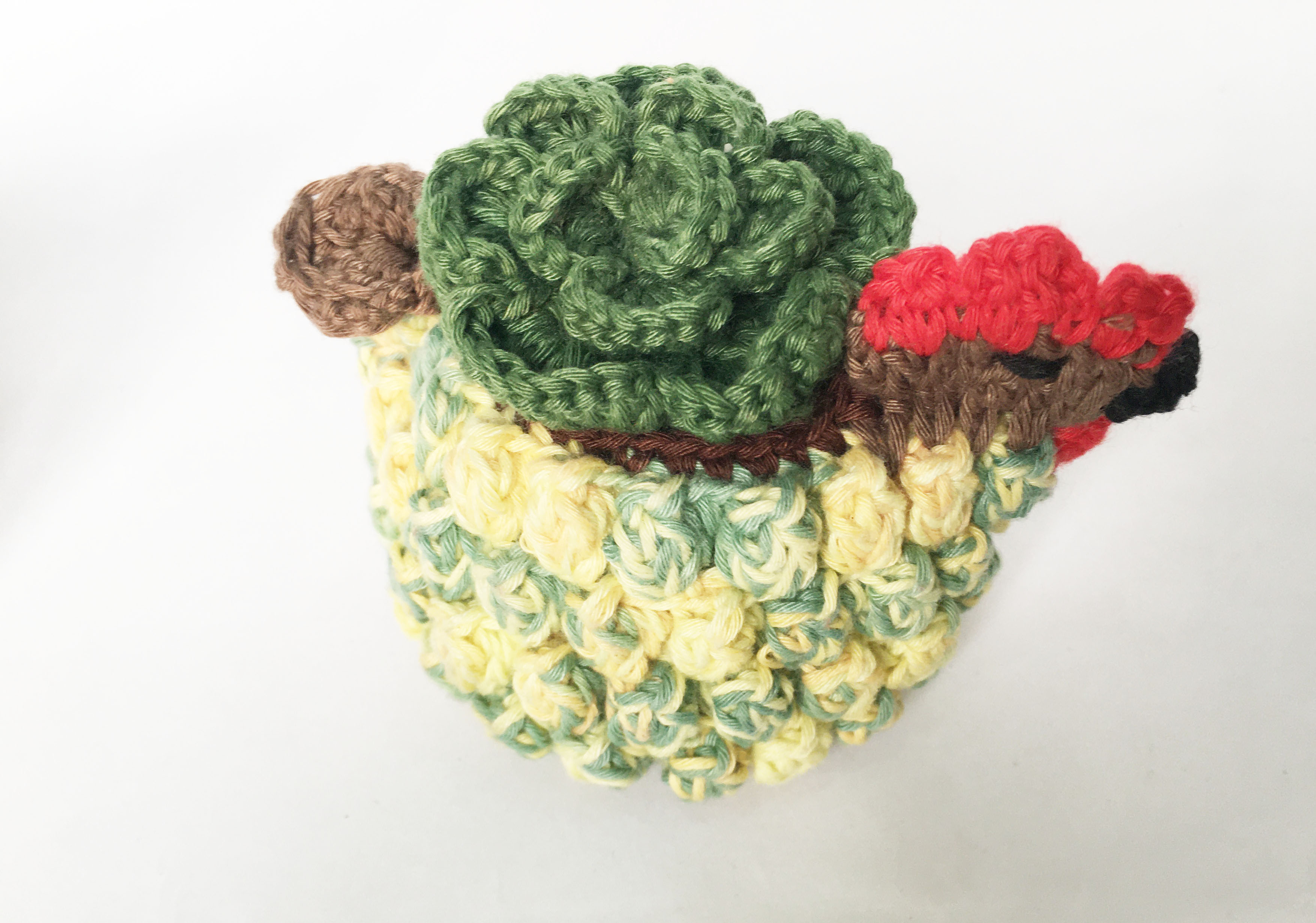 Chú gà và sen đá đan móc len handmade nhiều màu  - Quà tặng handmade trang trí thủ công