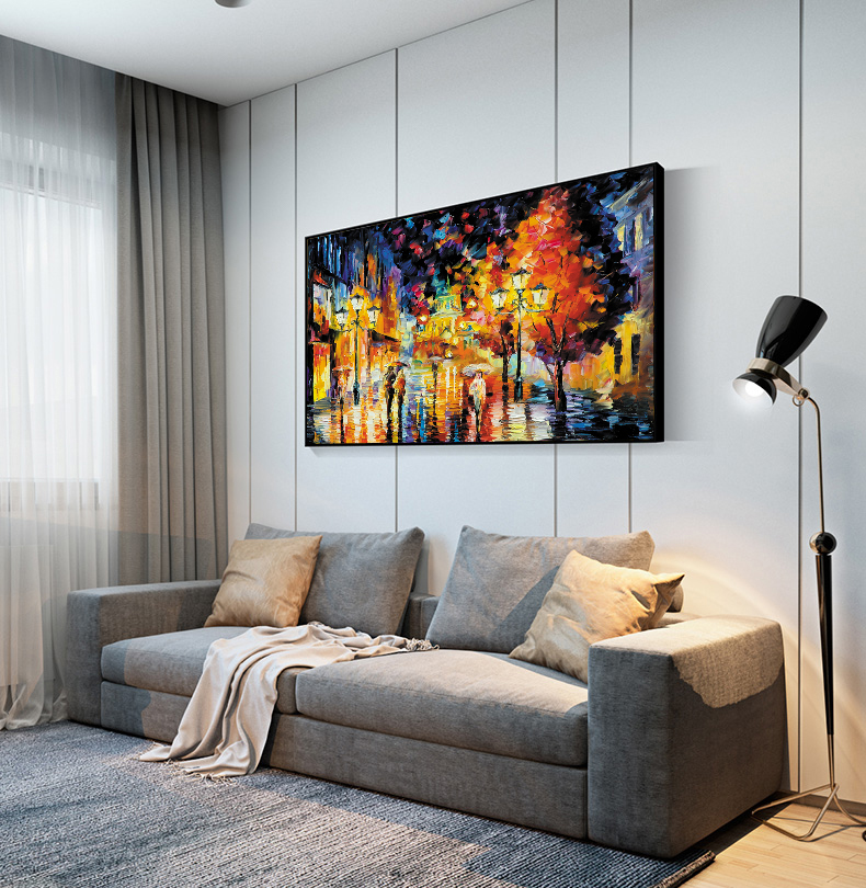 Tranh cao cấp Mưa chiều trên phố cổ Model: AZ1-0247
