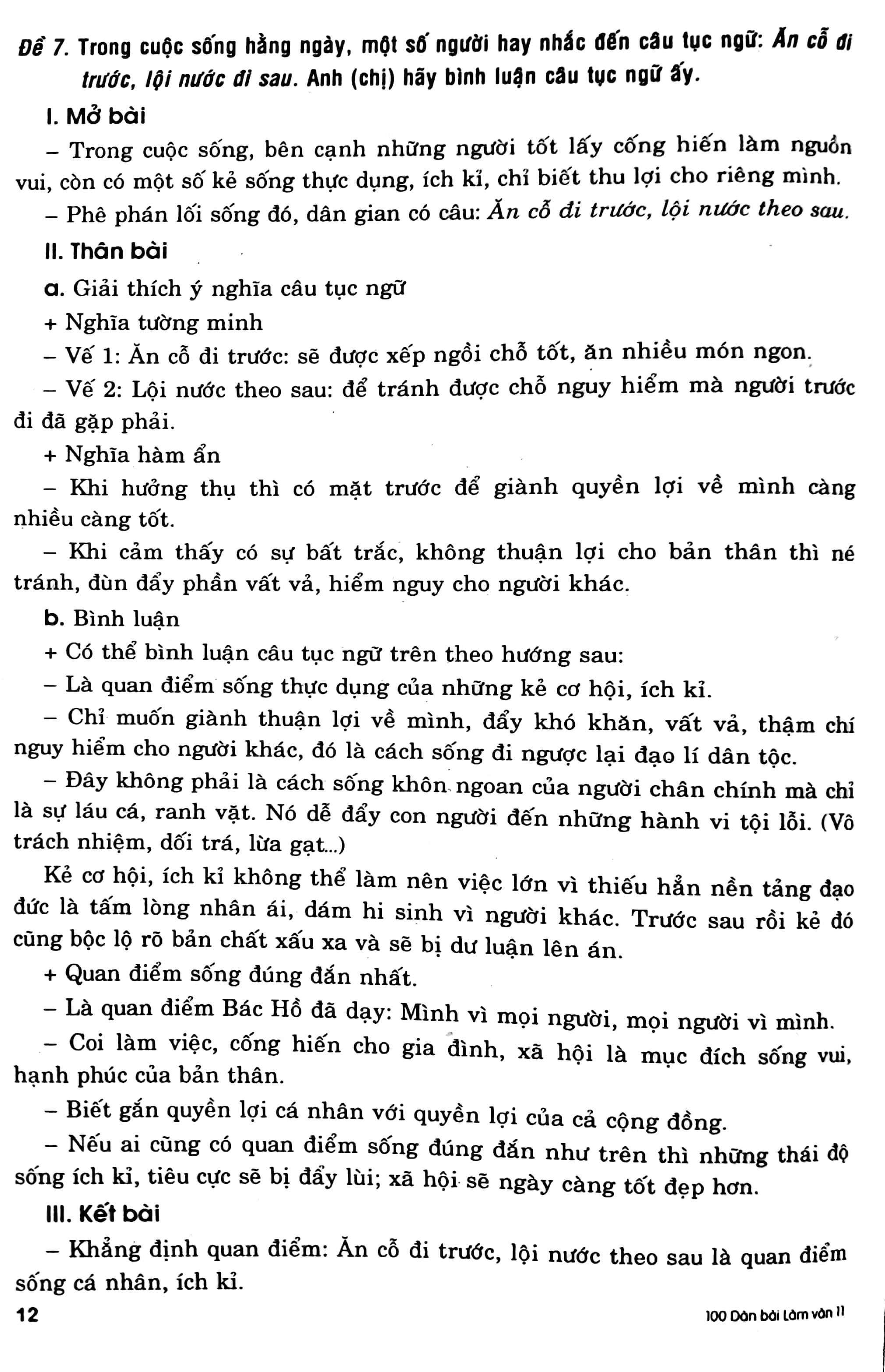 100 Dàn Bài Chi Tiết Làm Văn Lớp 11