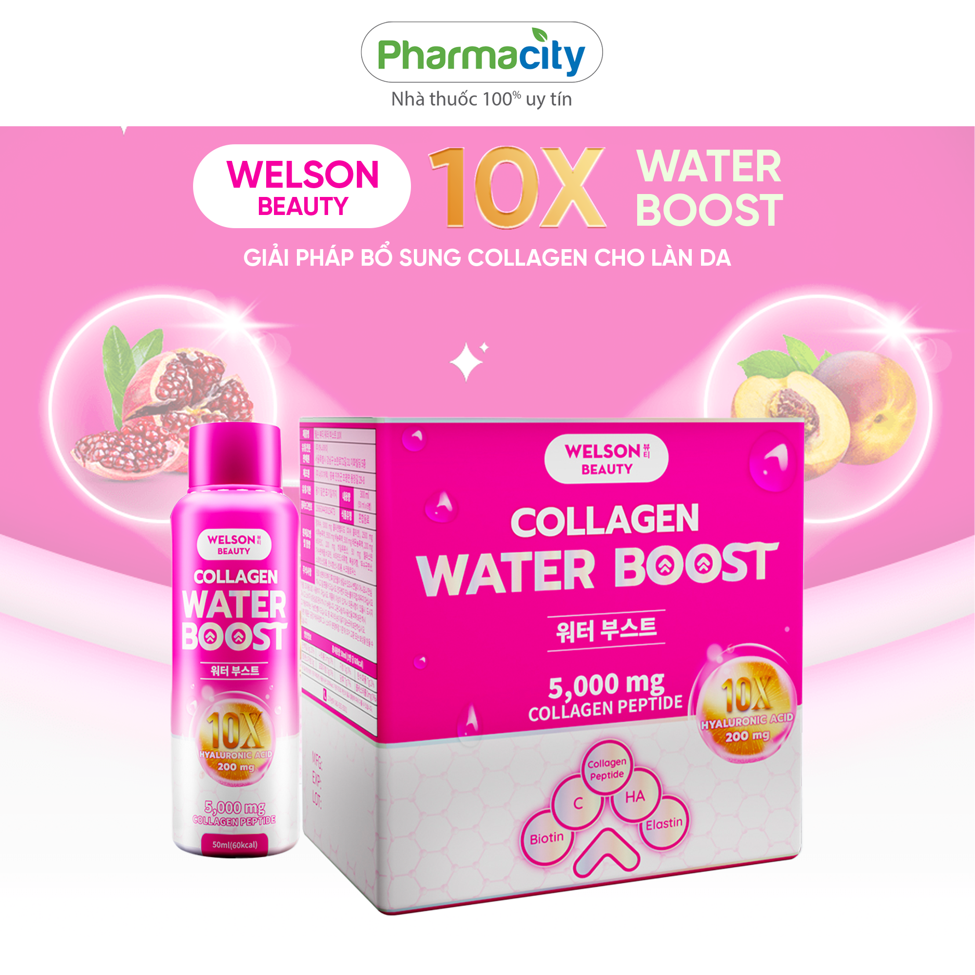 Nước uống bổ sung collagen Welson Beauty 10x Water Boost (50ml x 6 chai)