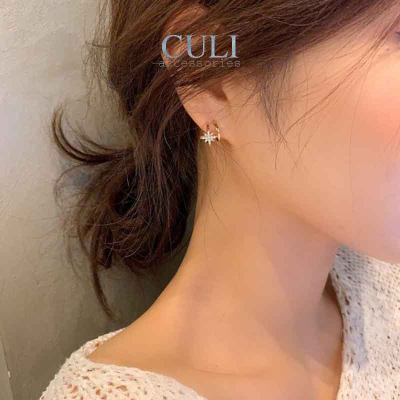 Khuyên tai bạc nữ 925 hình ngôi sao kết đá thời trang HT661 - Culi accessories