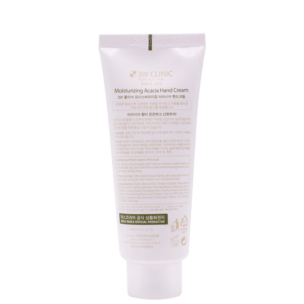 Kem dưỡng da tay Acacia Hand Cream 3W Clinic (100ml) tinh chất thảo mộc – Hàng chính hãng