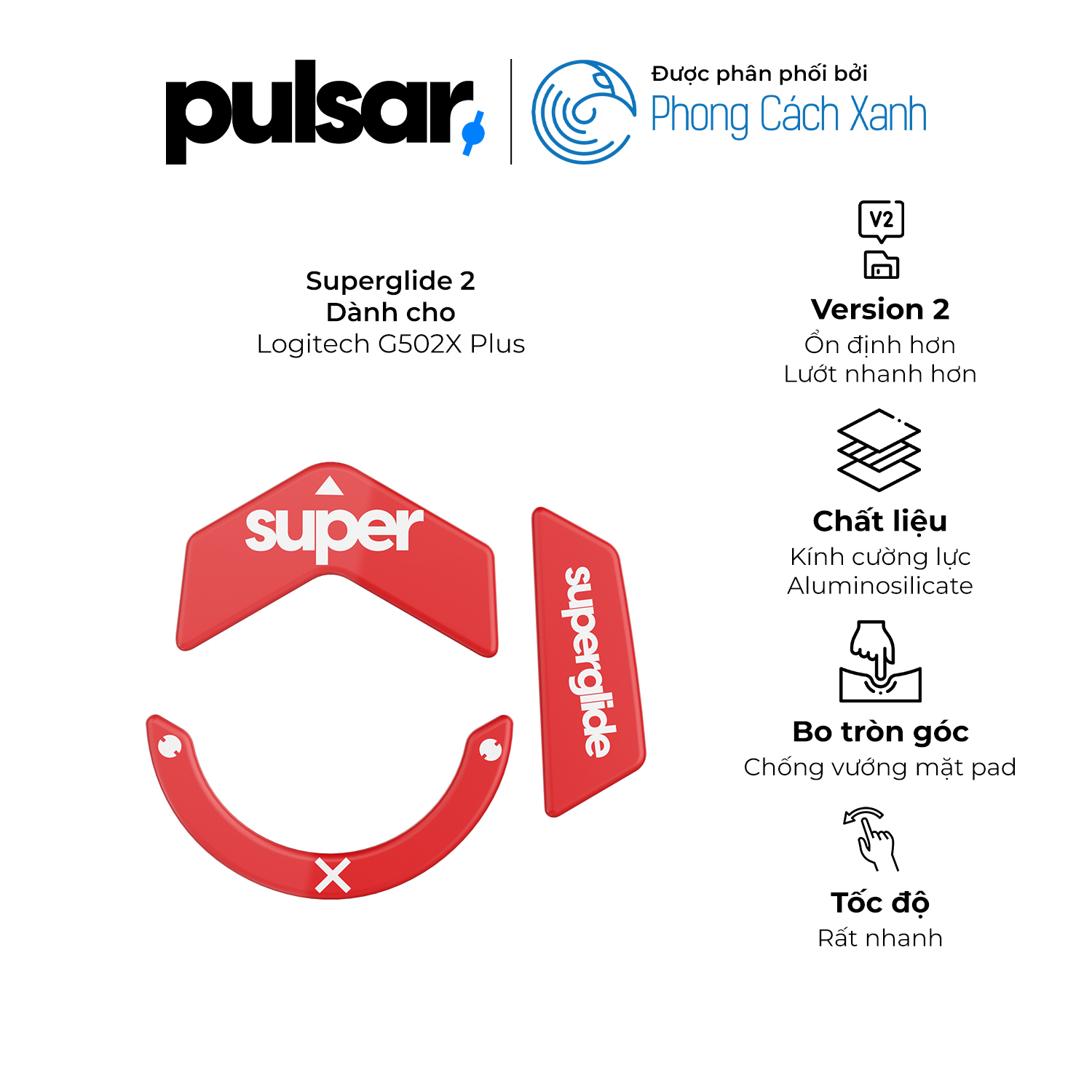 Feet chuột Pulsar Superglide 2 - Dành cho Logitech G502X Plus - Hàng Chính Hãng