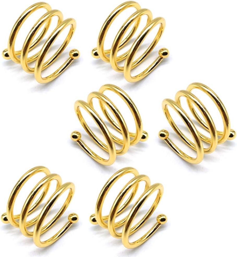Bộ 6 vòng khăn dày - những chiếc nhẫn tuyệt vời của giá đỡ khăn - cho đám cưới, bữa tối, tiệc tùng, vàng