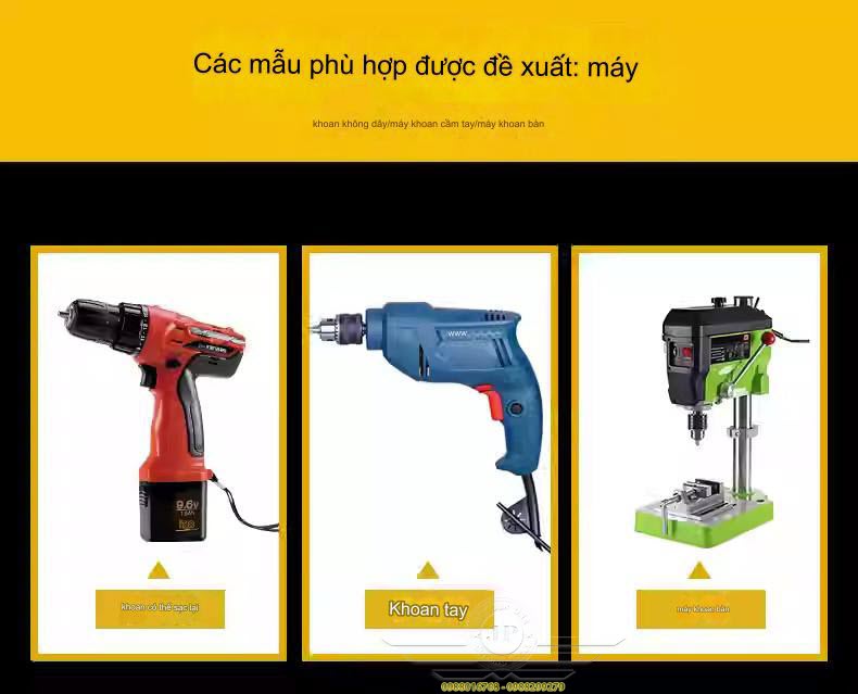 Bộ 4 Mũi khoan đa năng 2 cạnh chân tam giác Kanto cao cấp 12mm 10mm 8mm 6mm phù hợp khoan nhiều chất liệu