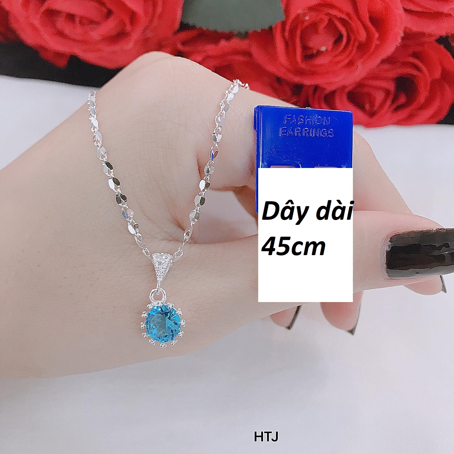 Dây chuyền bạc mặt đá tròn chất liệu bạc s925 MS162