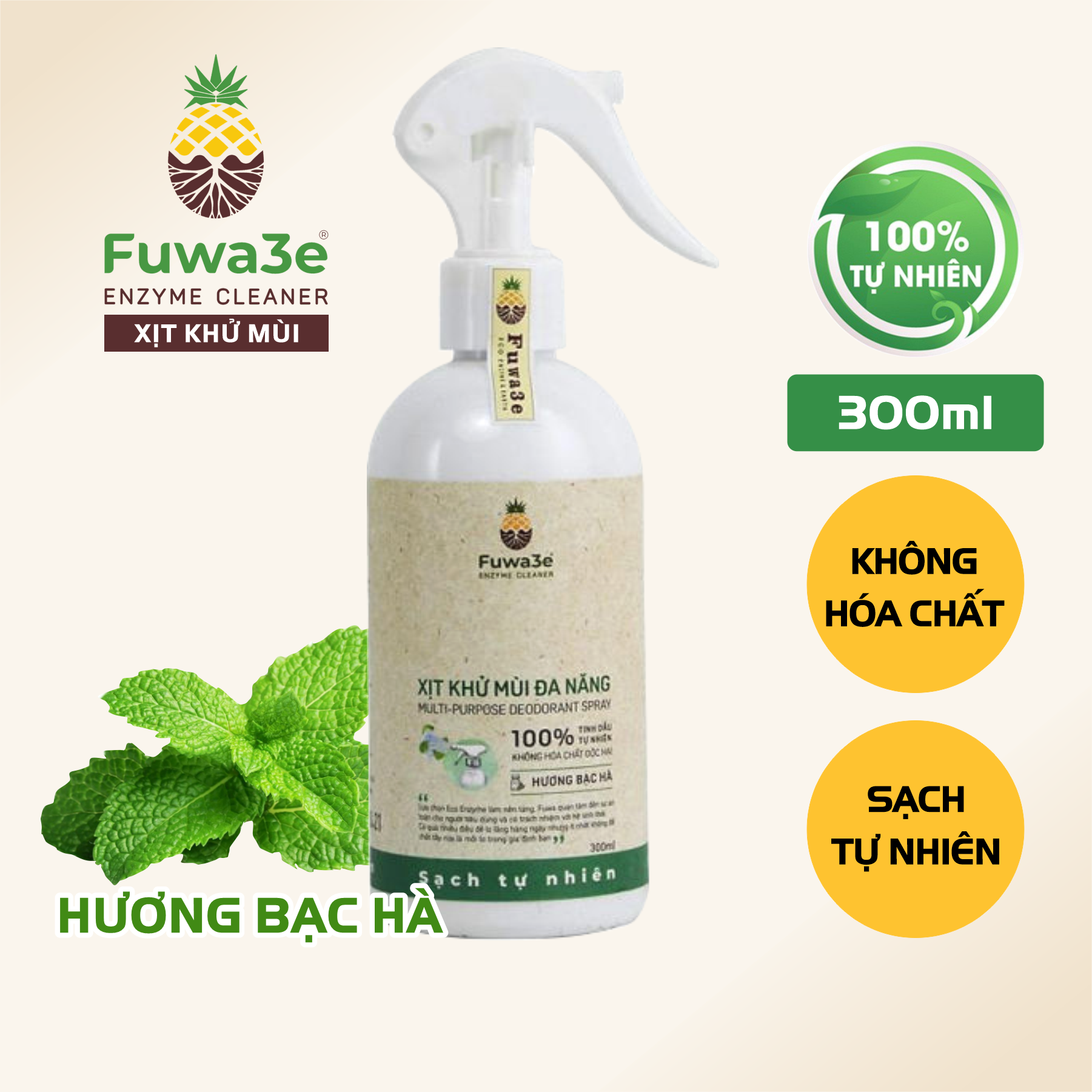 Xịt khử mùi đa năng hữu cơ Fuwa3e chai 300ml