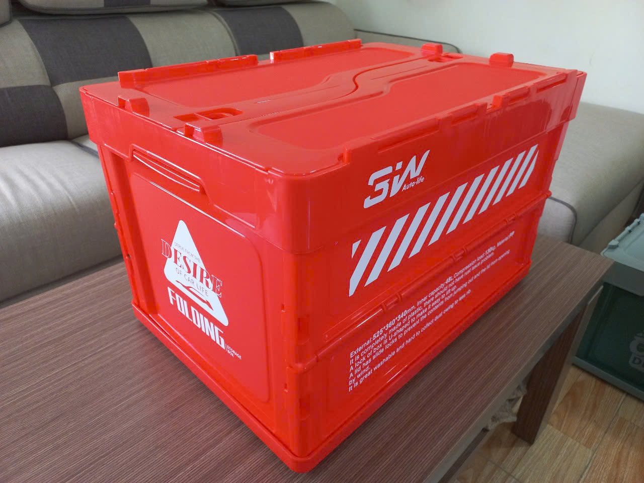 Hộp đựng đồ xếp gọn để cốp ô tô chất liệu PP cao cấp kích thước 52,5 cm x 36 cm x 34 cm nhãn hiệu Macsim 3W-màu cam