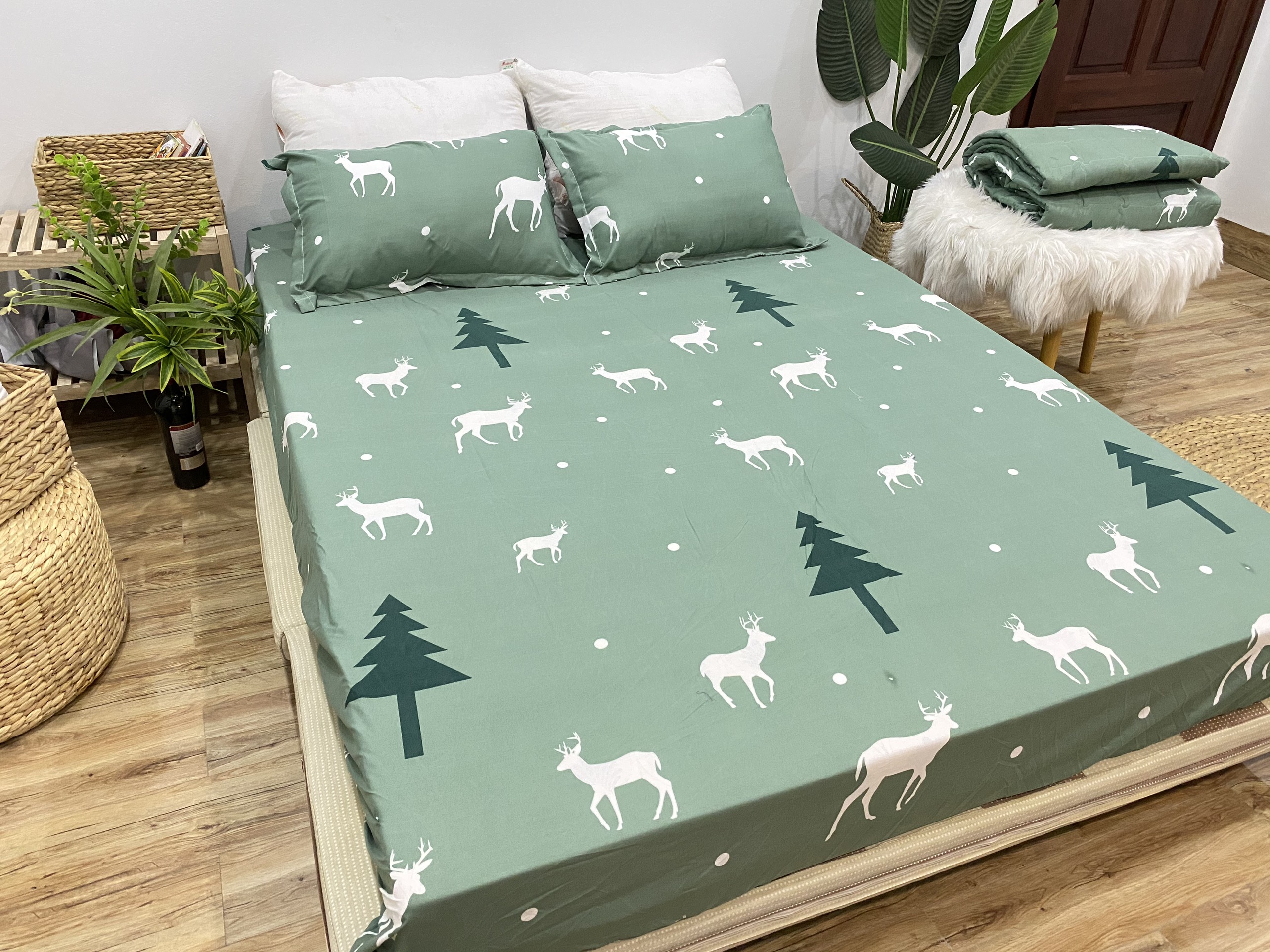 Bộ Chăn Ga Gối Hè Thu 5 Món CHM14