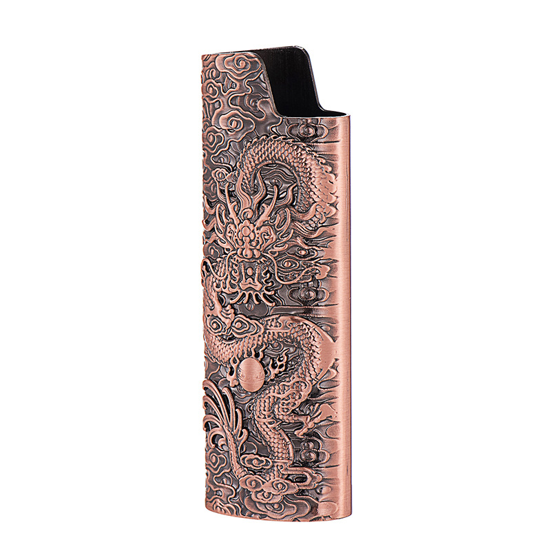 Vỏ Bật Lửa Bic J6 Bic Lớn Khắc Nổi Hình Rồng Kim Loại