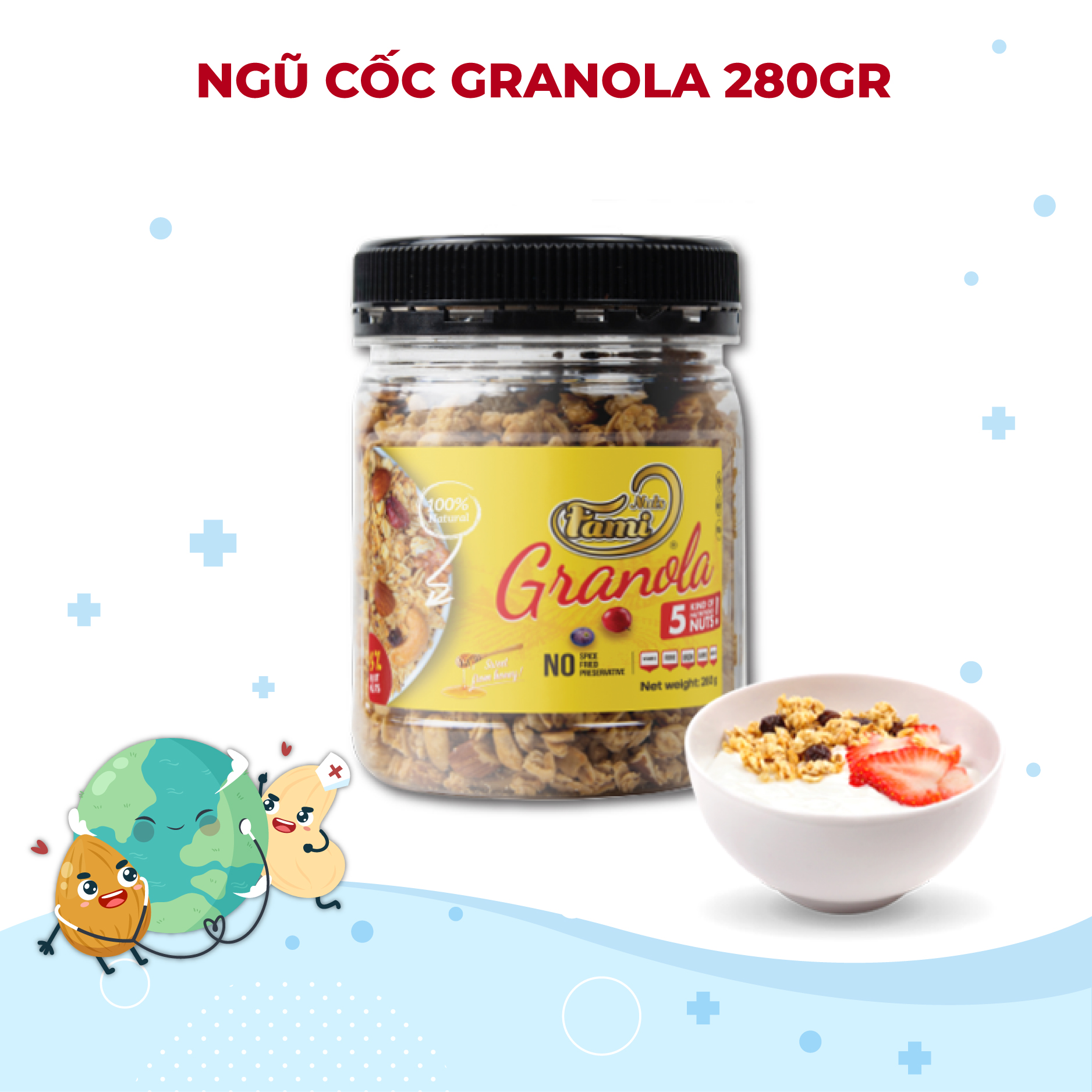 HẠT DINH DƯỠNG NGŨ CỐC GRANOLA FAMINUTS - Hũ Nhựa 280g- Ngũ Cốc Giảm Cân