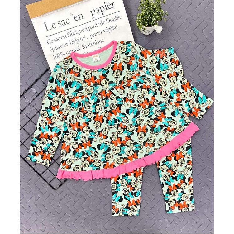 Bộ dài tay babydoll thun borip size đại cho bé gái 24 đến 40kg - Bộ dài tay bé gái -