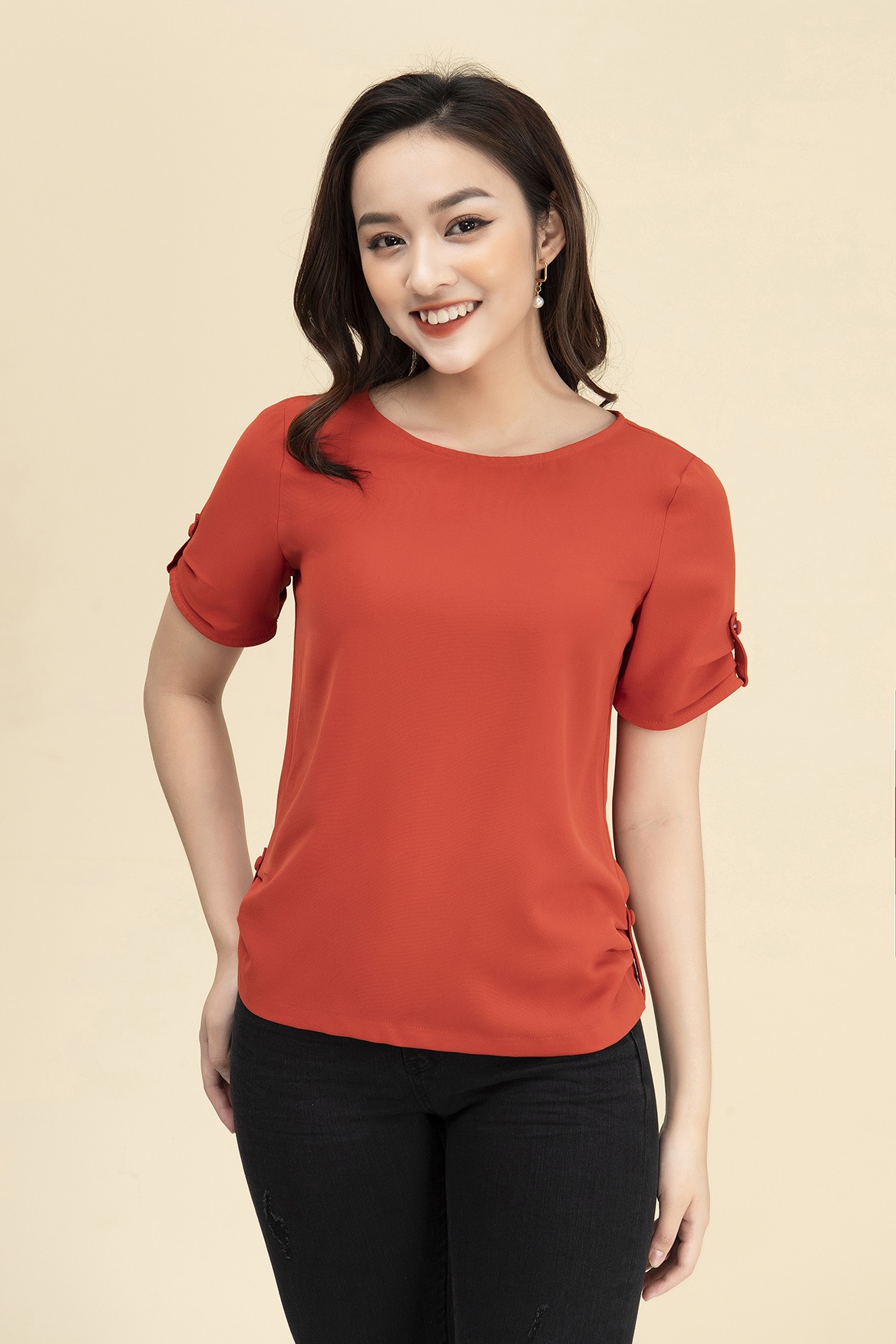 Áo Sơ Mi Nữ Ngắn Tay Cao Cấp LUPERI LFSM1119 Chất Liệu Lụa Cho Nữ Công Sở