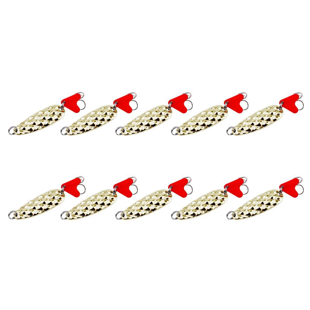 10pcs Spoons Hard Fishing Lures Treble Hooks Salmon Bass Metal Fishing Lure Baits