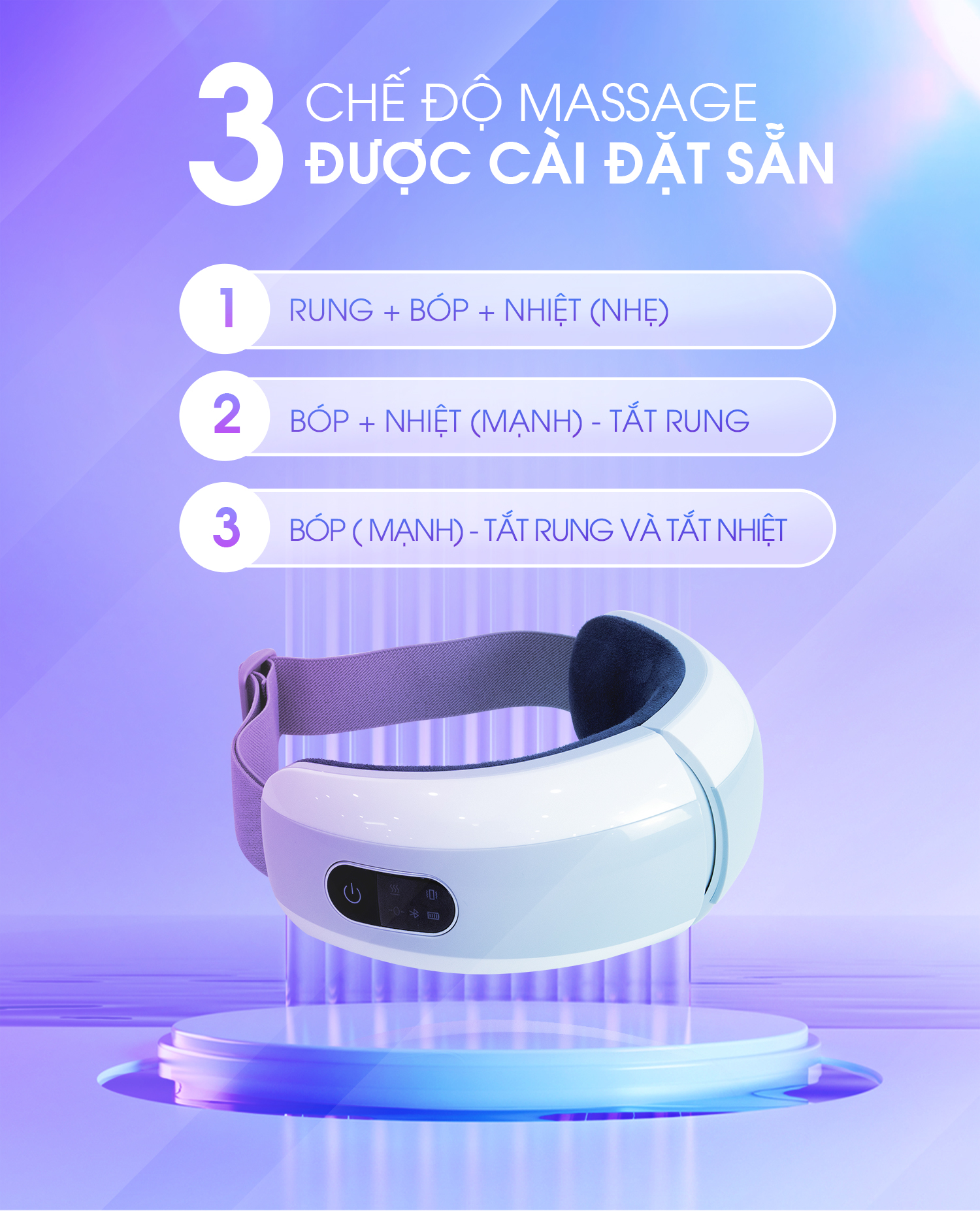 Máy Massage Mắt Nhiệt Hồng Ngoại Buheung MK-321 Giúp thư giãn mắt, gấp gọn 180 độ, BH chính hãng 12 tháng