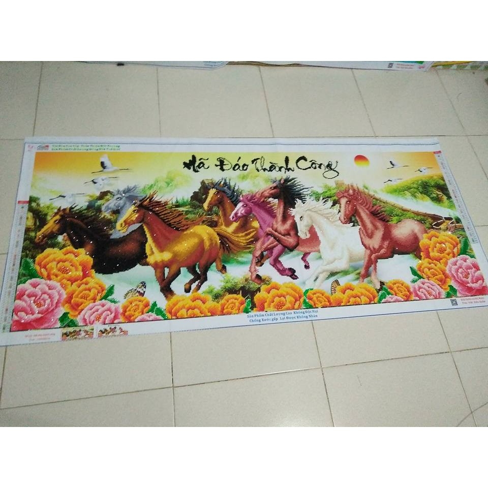 Tranh đính đá cao cấp Mã Đáo Thành Công (150*66cm) chưa đính