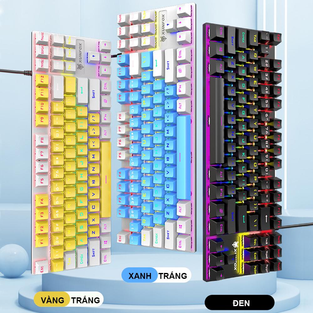 Bàn phím cơ chơi game gaming K80 full led- Bảo hành 6 tháng - K80 Trắng Vàng