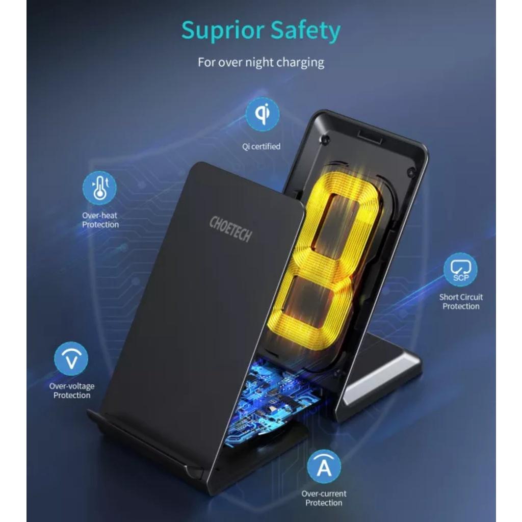 Đế sạc nhanh không dây 10W dạng đứng Choetech T524-S