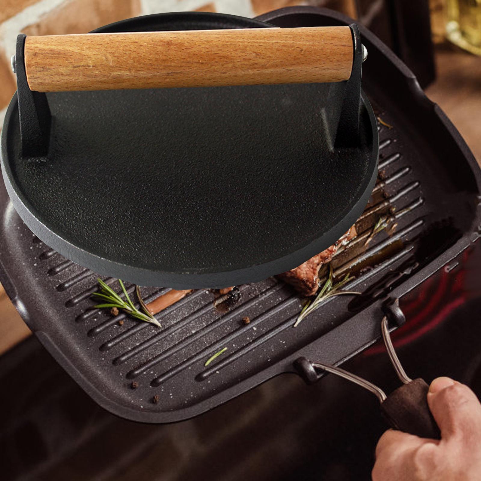 Grill Press Round Cast press for BBQ Press Meat Steak Teppanyaki