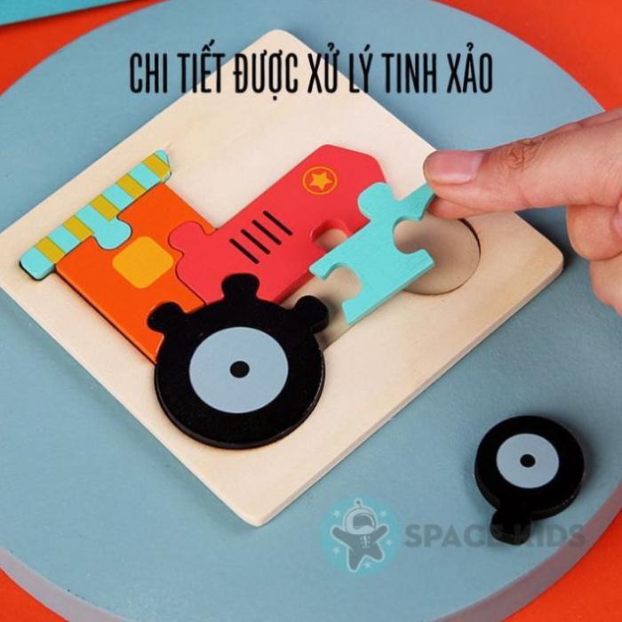 Đồ chơi Tranh xếp hình gỗ cho bé, tranh ghép hình 3D thông minh SK04 cho trẻ em phát triển trí tuệ