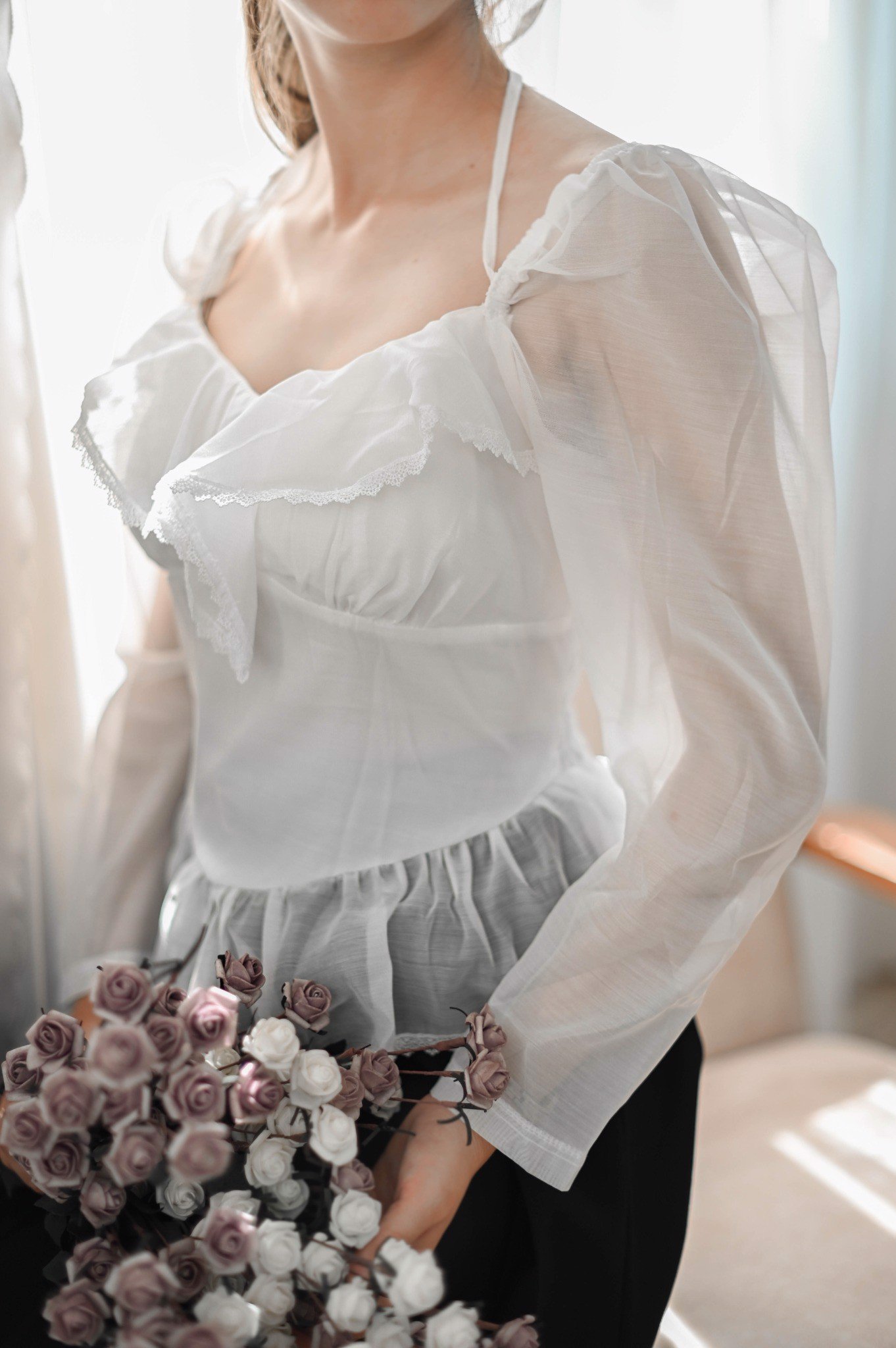 Áo kiểu nữ tay von dài