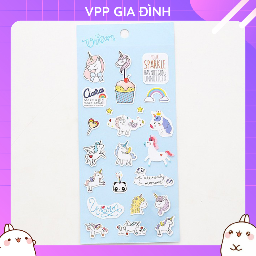 Nhãn Dán Sticker Trang Trí Unicorn Kỳ Lân