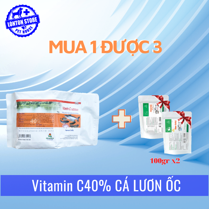 VEMEDIM Vitamin C 40%, chống stress và tăng cường đề kháng cho lươn, ốc, gói 1kg