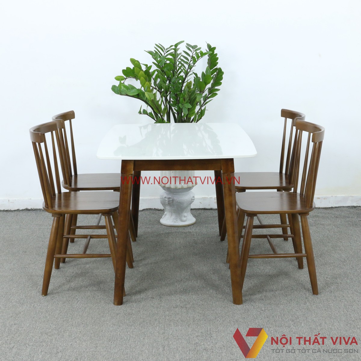 Bộ Bàn Ăn Mặt Đá 4 Ghế Giá Rẻ Màu Óc Chó Đẹp Hiện Đại