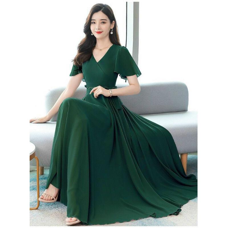 ĐẦM MAXI BÈO EO CỔ V