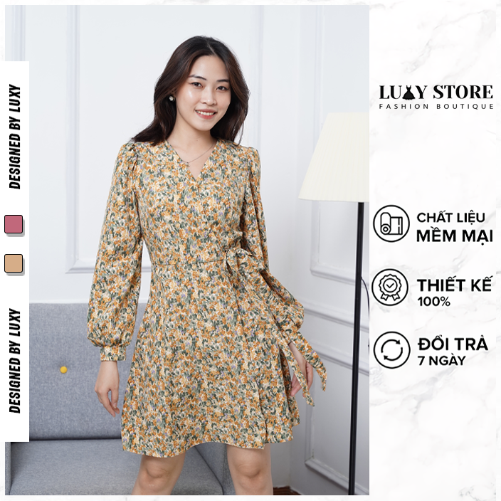 Váy hoa nhí tiểu thư phong cách vintage LUXY V02 đủ size từ 42kg - 65kg