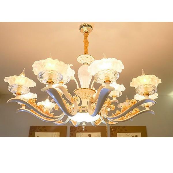Đèn chùm KONE pha lê 15 tay tiết kiệm năng lượng - kèm bóng Led chuyên dụng