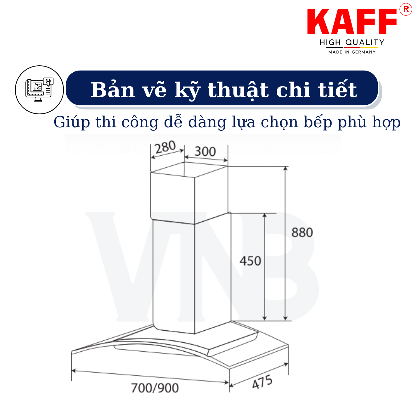 Máy hút mùi kính cong cảm ứng 700mm KAFF KF_GB027 Tặng bộ lọc than thay thế _ Hàng Chính Hãng