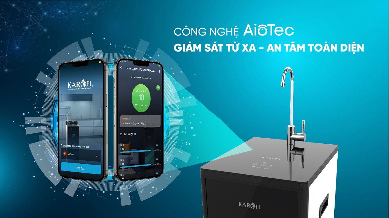 Máy lọc nước RO Mỹ 10 lõi Karofi KAQ-D58 Aiotec RO - Giao trước lắp sau miễn phí toàn quốc - Bảo hành 36 tháng - Hàng chính hãng