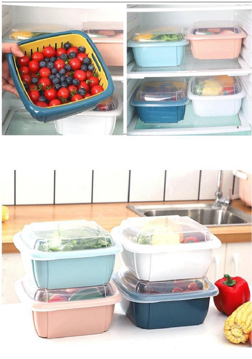 Bộ Rổ Nhựa Kèm Thau Có Nắp Tiện Dụng 3In1 - MàU NgẫU Nhiên - Miễn Phí Vận Chuyển