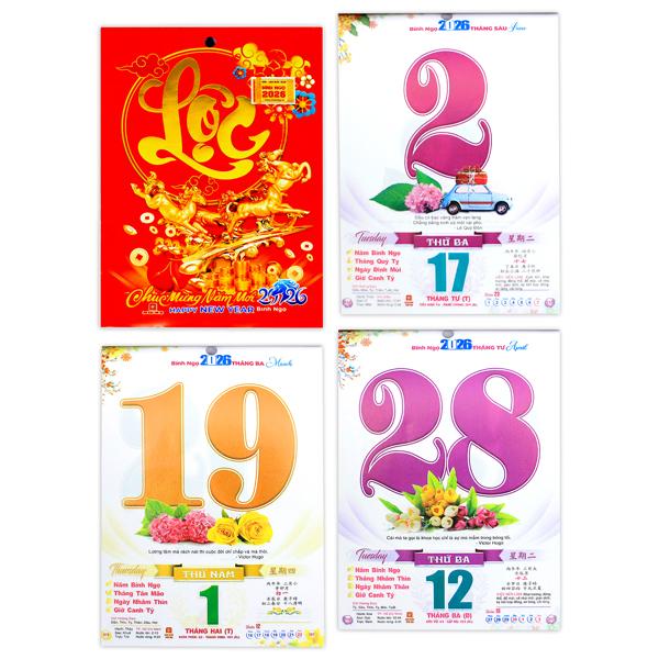 Bloc Lịch Trung 4 Màu 2026 - Sắc Hoa - Sách Thời Đại STĐ-NST11