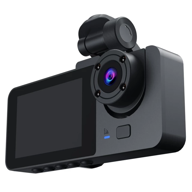 Camera hành trình Q5 3 camera kép , độ phân giải FHD1080P ,Có 3 Camera trước ,trong và sau , Màn hình IPS 3 Inch, Tầm nhìn ban đêm rõ nét