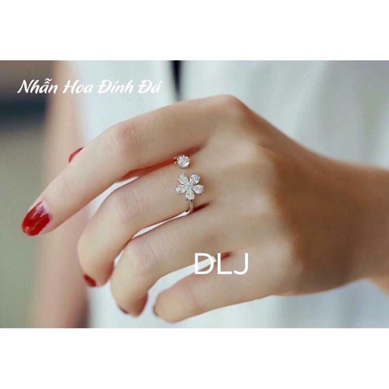 Nhẫn Bạc Hoa đá cho nữ. Hoa 5 cánh Freesize nhẹ nhàng lấp lánh Xinh đẹp cuốn hút - Nomi Shop Bạc Xinh