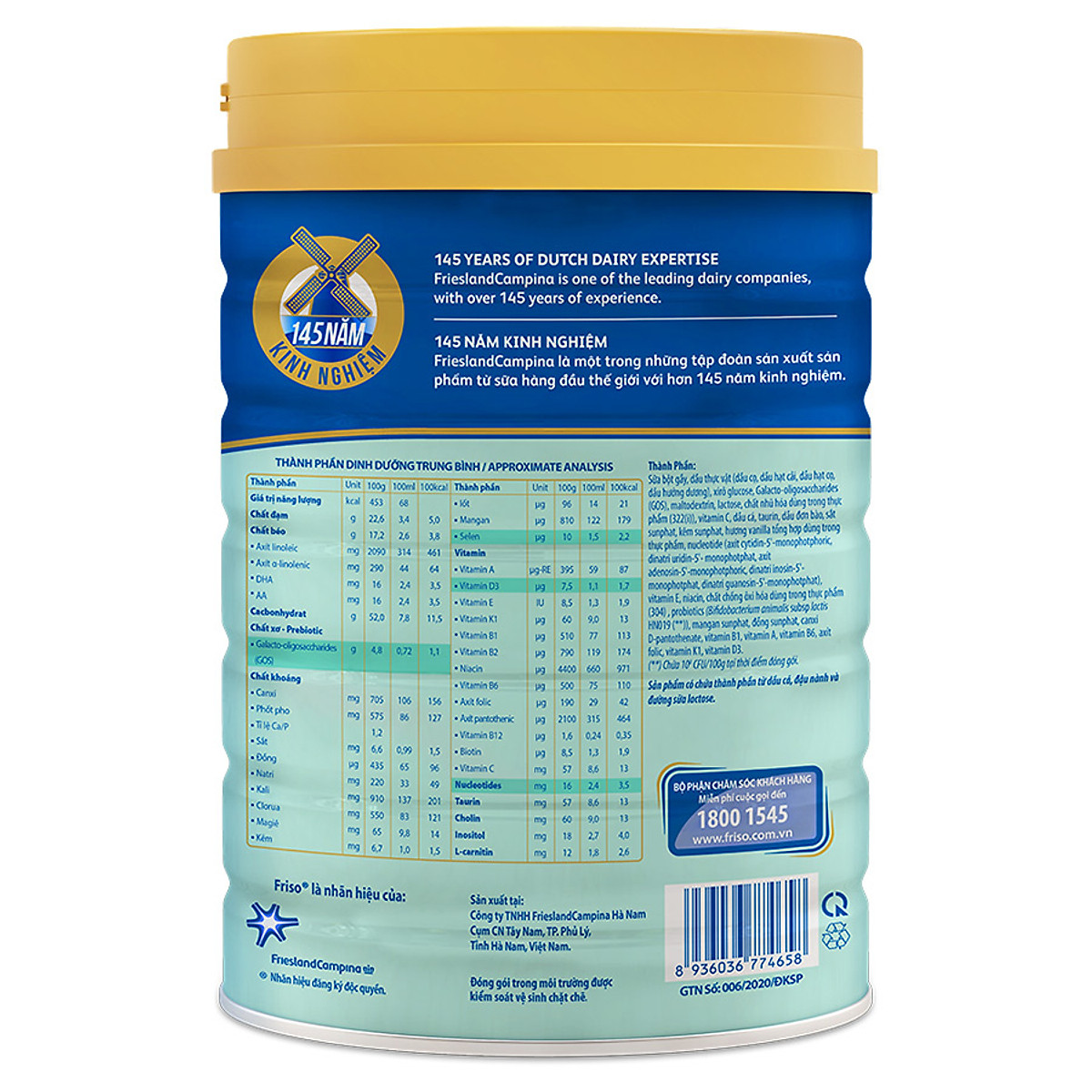 Combo 2 lon sữa Bột Friso Gold 4 850g + Tặng cân điện tử Friso mới