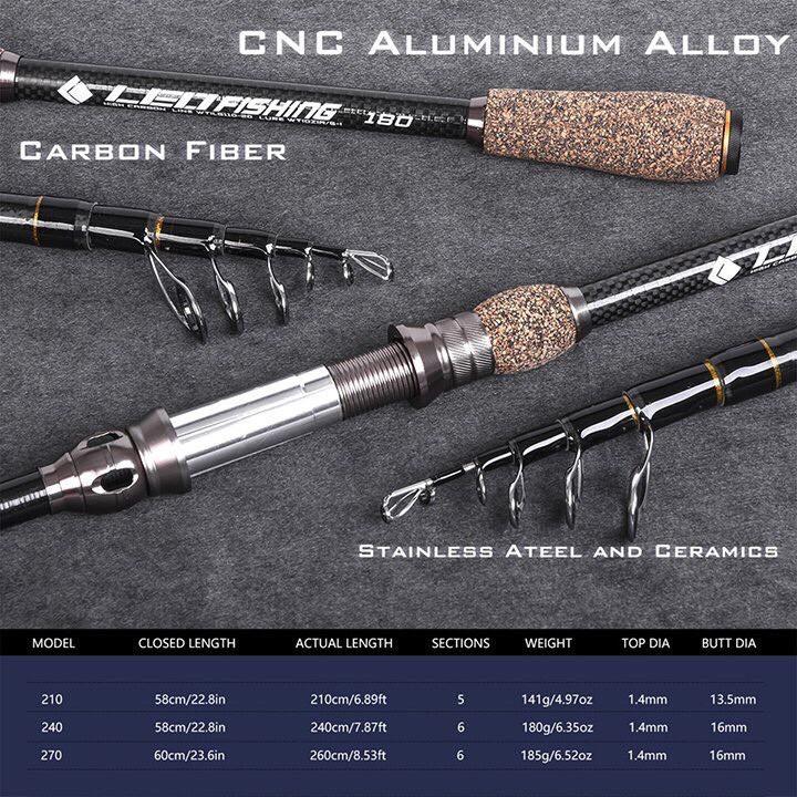 Cần câu carbon Leo Fishing cao cấp đầu chống xoắn