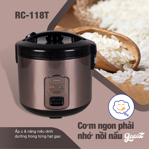 Nồi cơm điện Osaka RC-118T dung tích 1.8 lít - Hàng chính hãng