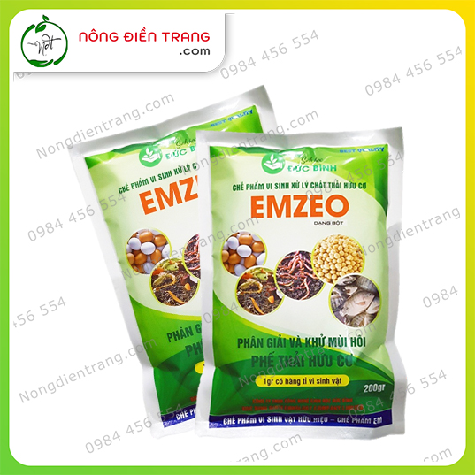 Combo 2 Gói Emzeo Khử Mùi Hôi Và 1 Lít Mật Rỉ Đường Nguyên Chất - Chế phẩm ủ rác thải hữu cơ, khử và xử lí mùi hôi hiệu quả VTNN Nông Điền Trang