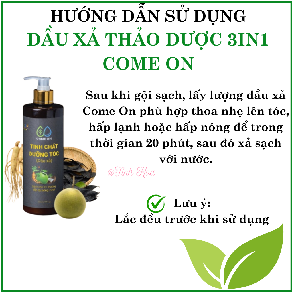 Dầu xả thảo dược dưỡng chất Come On chai 500ml dầu xả nuôi dưỡng tóc, giúp tóc chắc khỏe, óng mượt