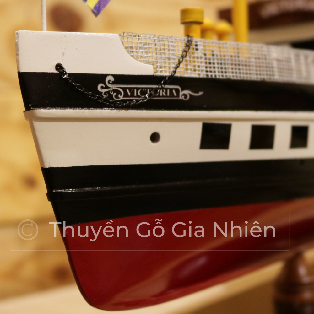 Mô Hình Thuyền Gỗ Phong Thủy Gia Nhiên, Thuyền Du Lịch Gỗ VICTORIA, Dài 50cm, Thuyền Trang Trí Xuất Khẩu Chất Lượng Cao