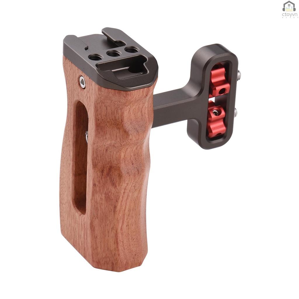 Tay cầm bằng gỗ trái/phải kèm ốc vít 1/4 cho máy ảnh