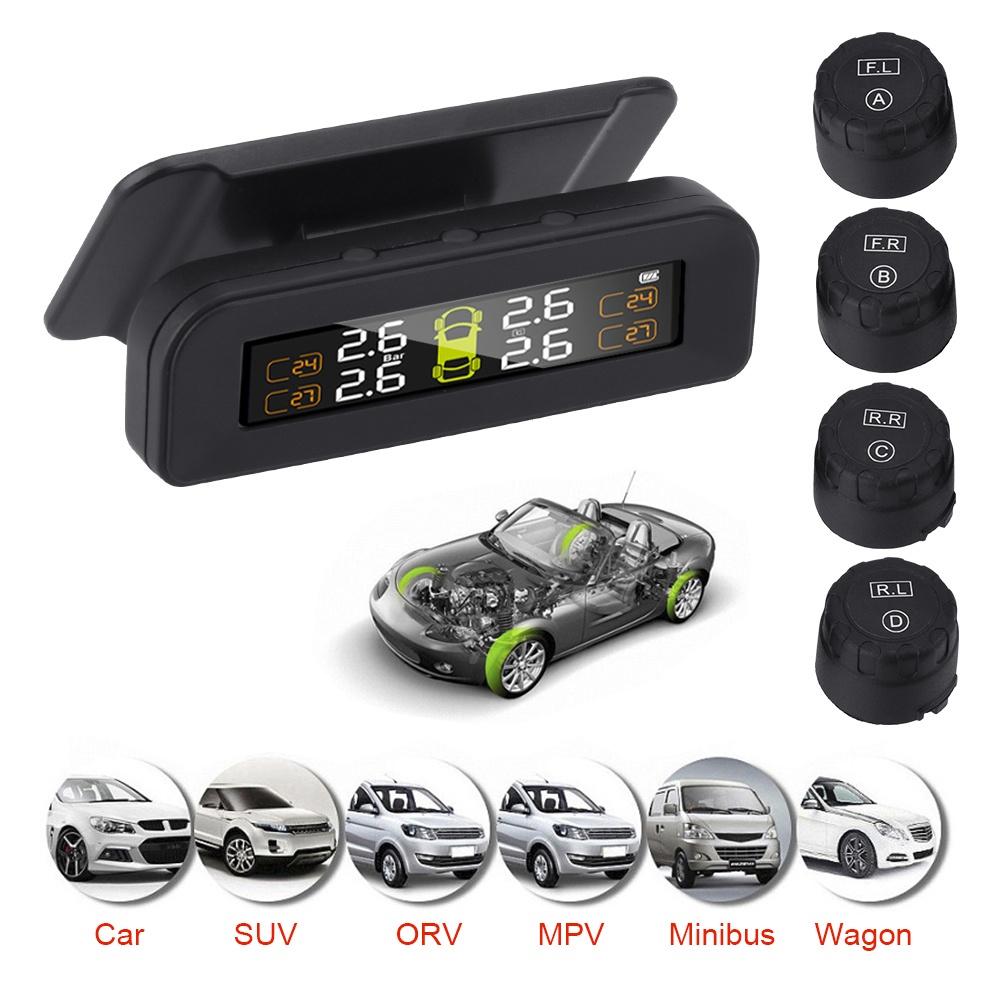Bộ 4 hệ thống cảnh báo áp suất lốp xe hơi không dây sử dụng năng lượng mặt trời