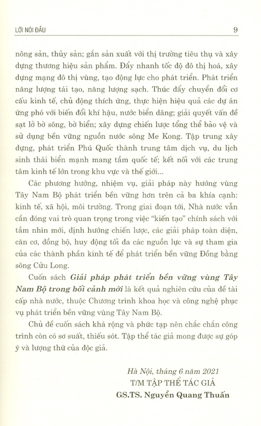 Giải Pháp Phát Triển Bền Vững Vùng Tây Nam Bộ Trong Bối Cảnh Mới (Sách Chuyên Khảo)