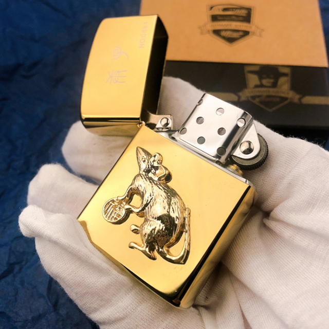 Hột Qụet Bật Lửa Xăng Đá 91743Z Họa Tiết Con Chuột Đẹp Độc Lạ - Dùng Xăng Bấc Đá Cao Cấp