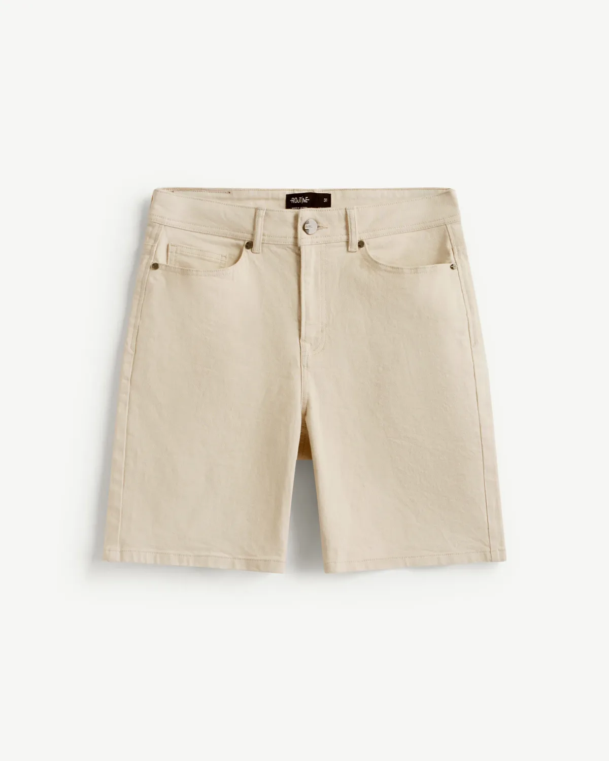 Quần short denim nam màu be form straight basic - RT 10S25DPS010 | ROUTINE CÀ MAU