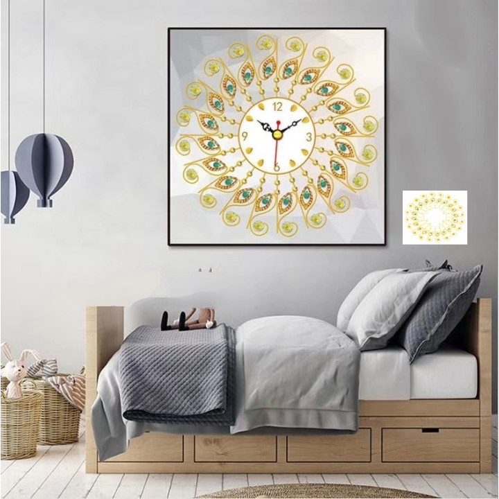TRANH ĐÍNH ĐÁ ĐÒNG HỒ 60x60CM - TỰ ĐÍNH